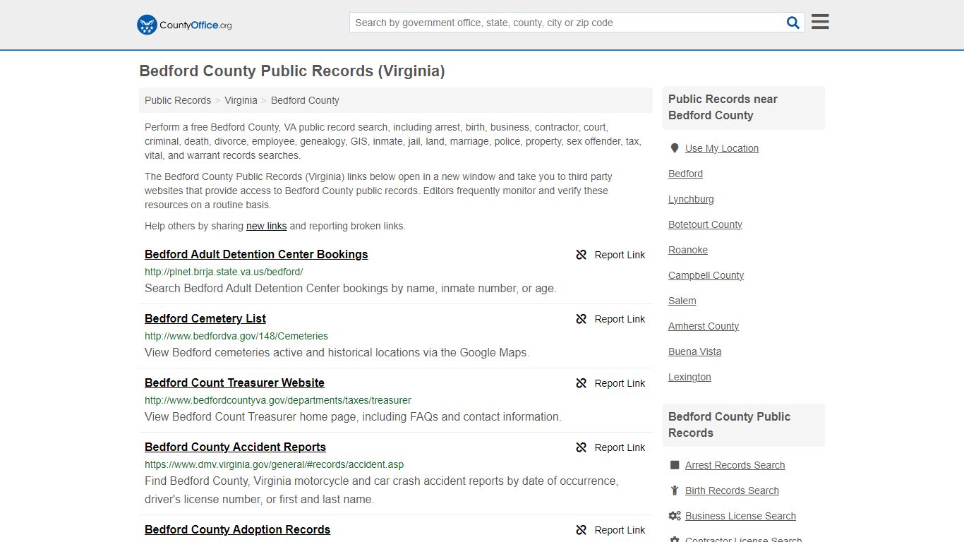 Bedford County Public Records (Virginia) - County Office