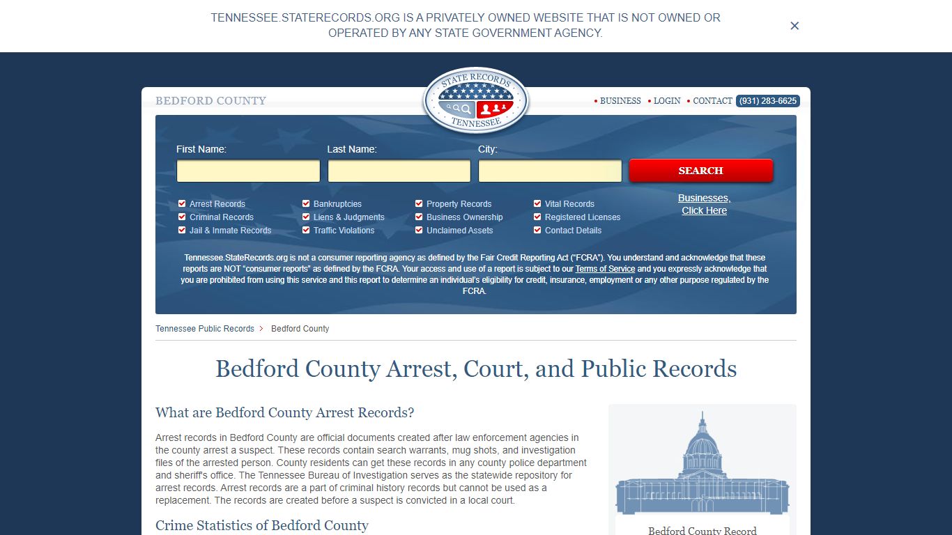 Bedford County Arrest, Court, and Public Records